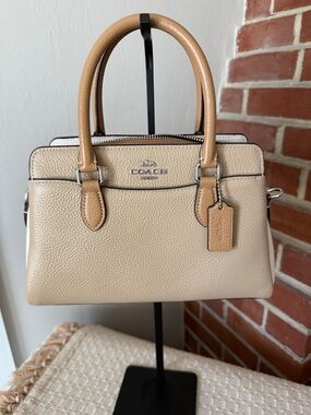 Coach Mini Christie Carryall Satchel Beige Tan Pebbled Leather